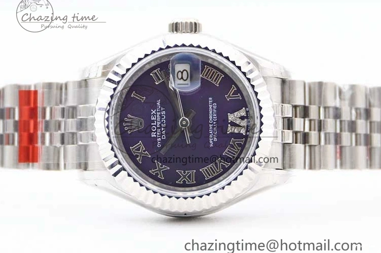 MiroTime 0516 Lady DateJust 28 SS TWF 1:1 Best Edition 904L Steel Purple Dial Roman Markers on President Bracelet NH TravelReady 2172